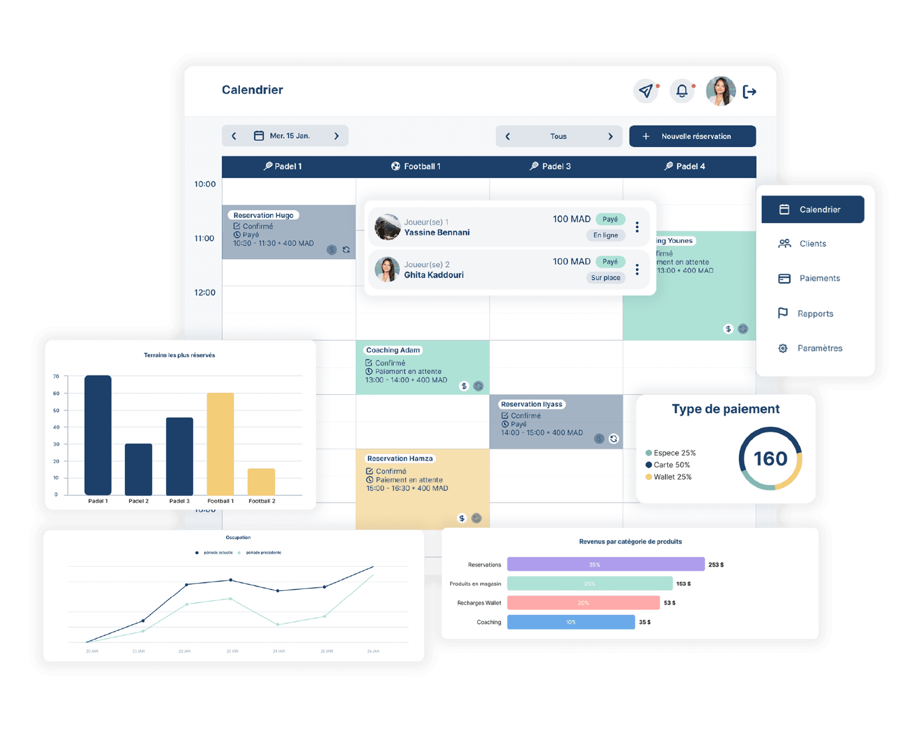 Interface Andaplay pour la gestion de club